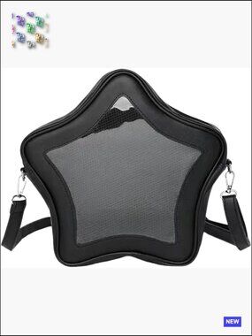 Star Shape Ita Bag PU Crossbody Handbag with Transparent Window Display Panel